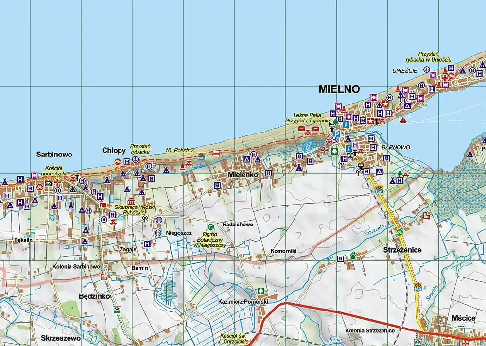 Mapa jezior Mielno w Polsce, Kujawsko-Pomorskie i Wielkopolskie